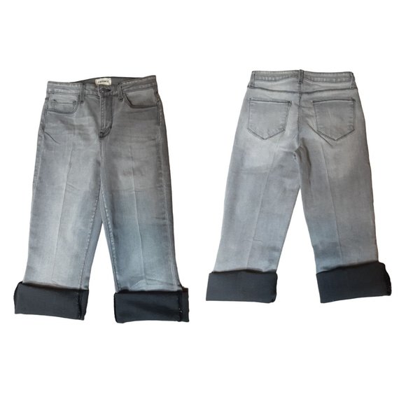 L'AGENCE Kendra High Rise Cropped Flare Raw Hem Grey Jeans Women's 25 FLAW - Picture 3 of 12
